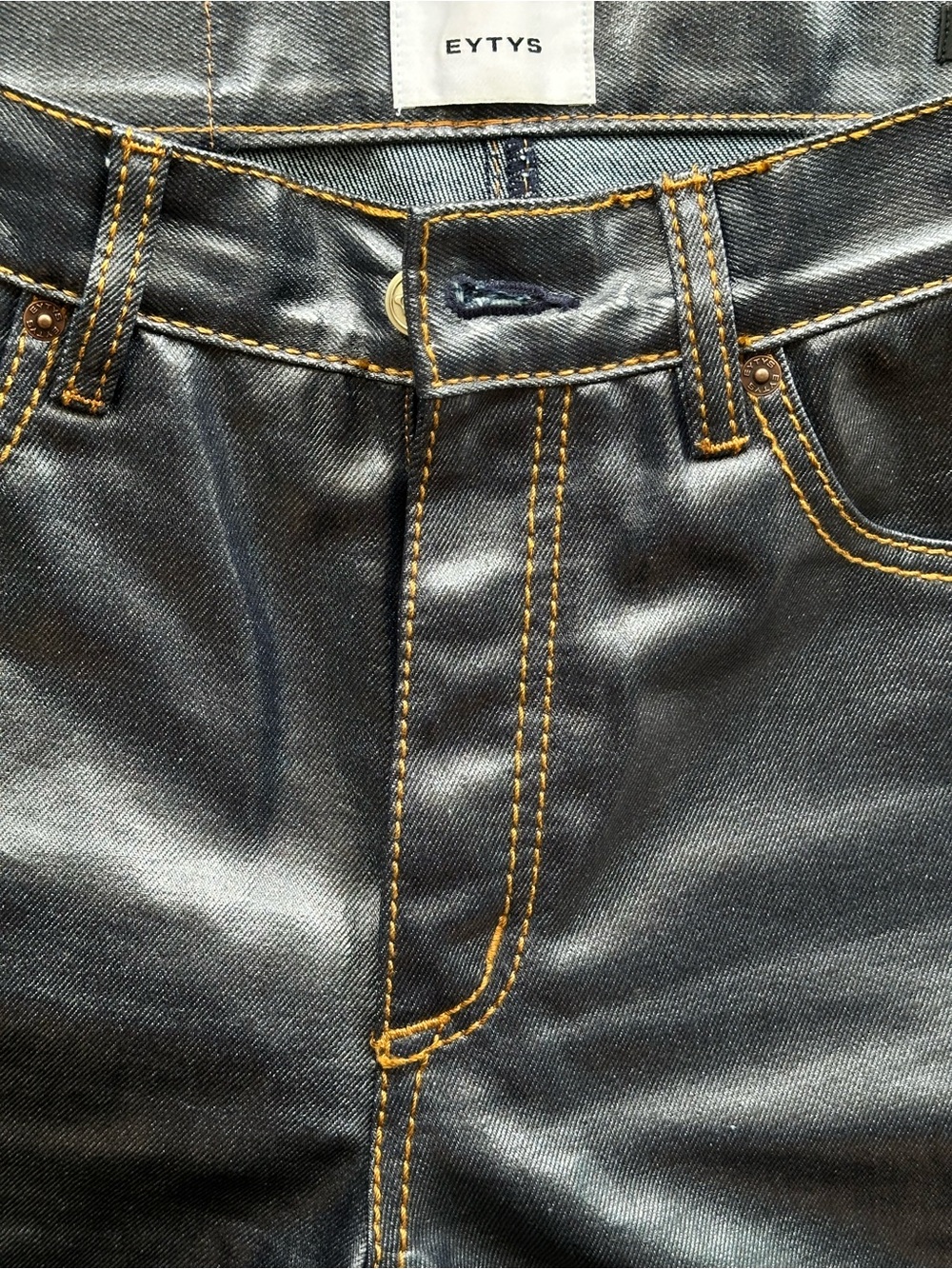 Eytys Women's Navy Coated Straight-Leg Jeans - Picture 5 of 11